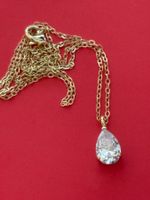 Luxus Elegante Zirkonia Kette Farbe : Gold /  weiss