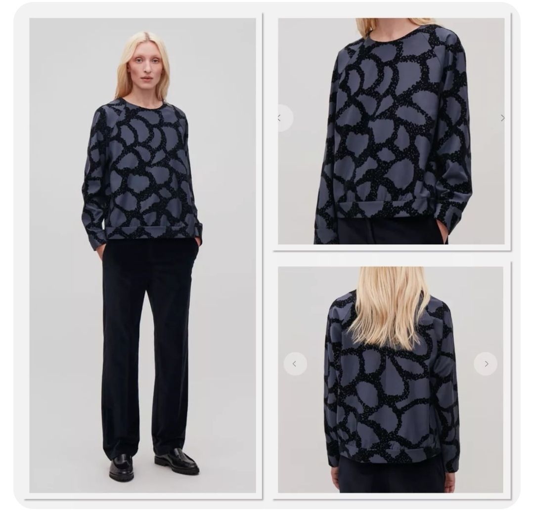 Cos Camicette: COS Woll-Tunika/Bluse mit Samtdruck – Usato da Uerikon venduto da pink_flamingo 1