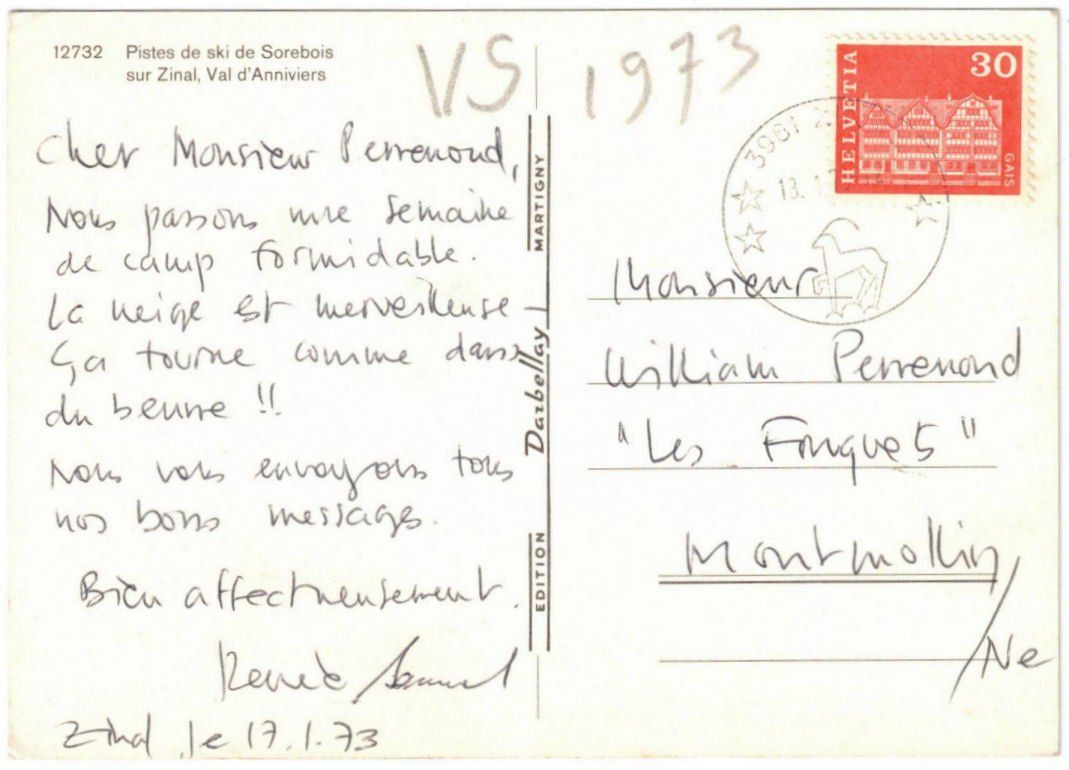 Cartoline postali: Zinal - Skilift Sorebois – Usato da Binningen venduto da Mountainrider 1