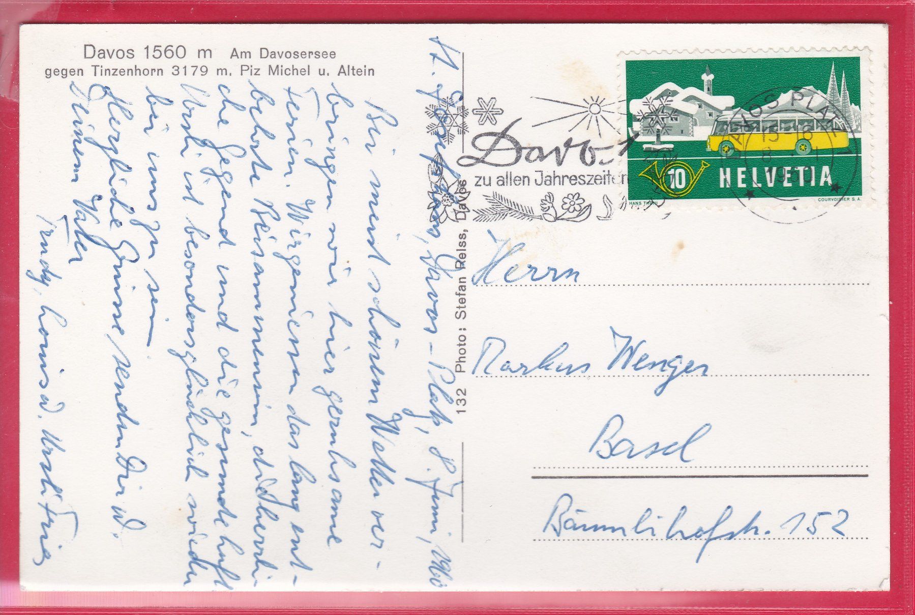 Cartoline postali: DAVOS, AM DAVOSERSEE, 8.1.1960 – Usato da Oberrieden venduto da Gebirgsstelze 1