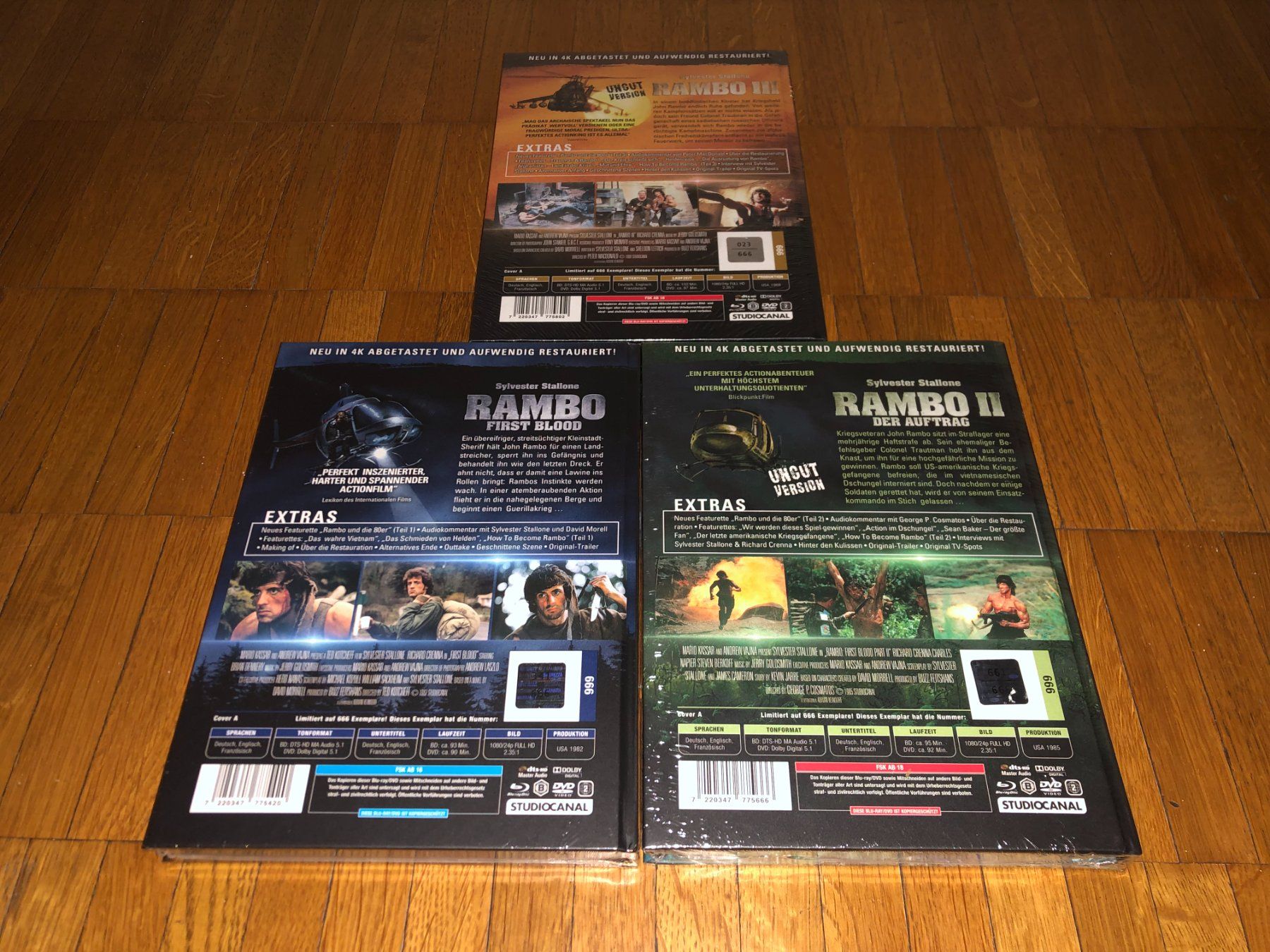 Tutti i DVDs: Rambo 1-3 - MEDIABOOK - A - UNCUT – Nuovo e nell'imballaggio originale da Basel venduto da havsok 1