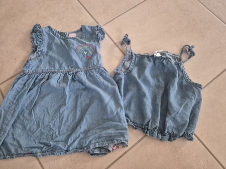2er Set Jeanslook Gr.98, Kleid und Top für Mädchen, Smile