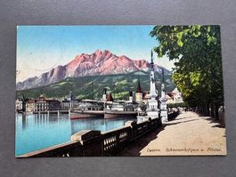 LUZERN SCHWEIZERHOFQUAI UND PILATUS 1912