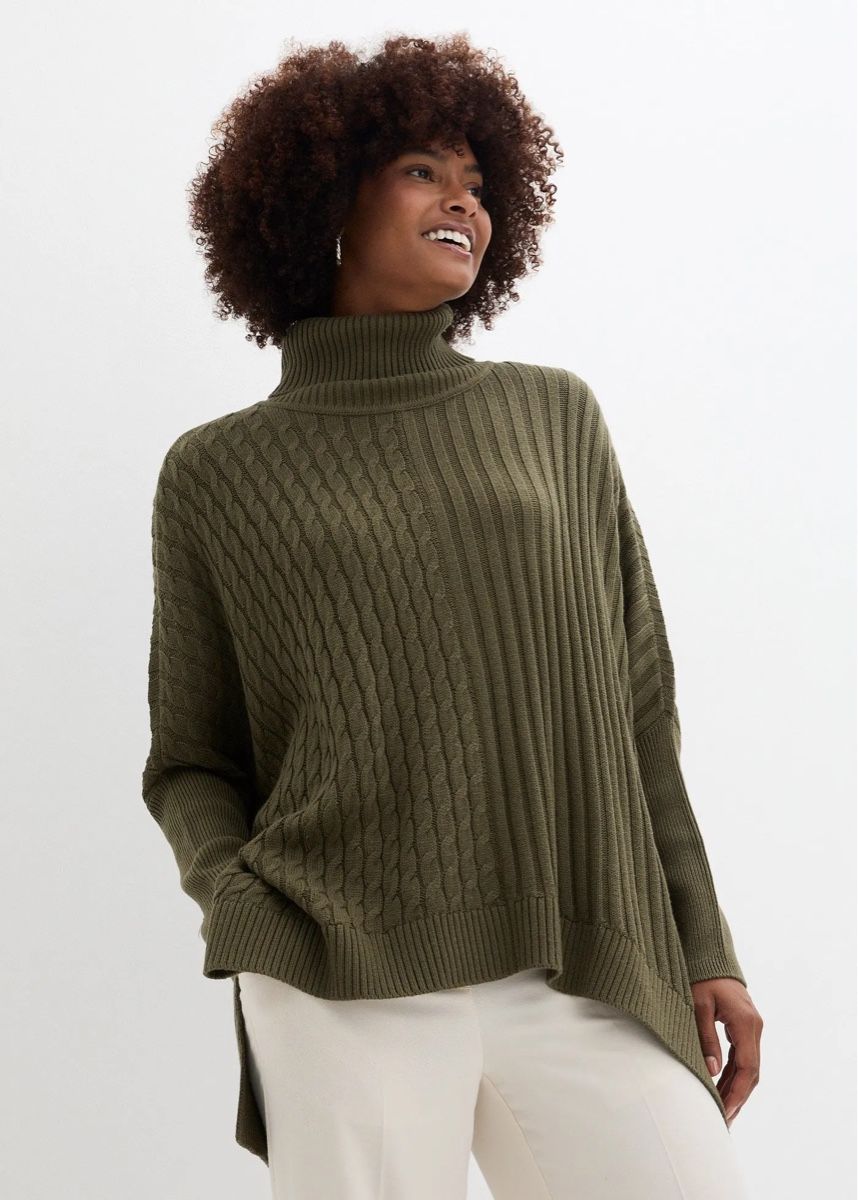 Maglioni & Felpe: Pull poncho oversize Bonprix kaki, taille 2XL,  – Nuovo e nell'imballaggio originale da Morges venduto da sandy069 5