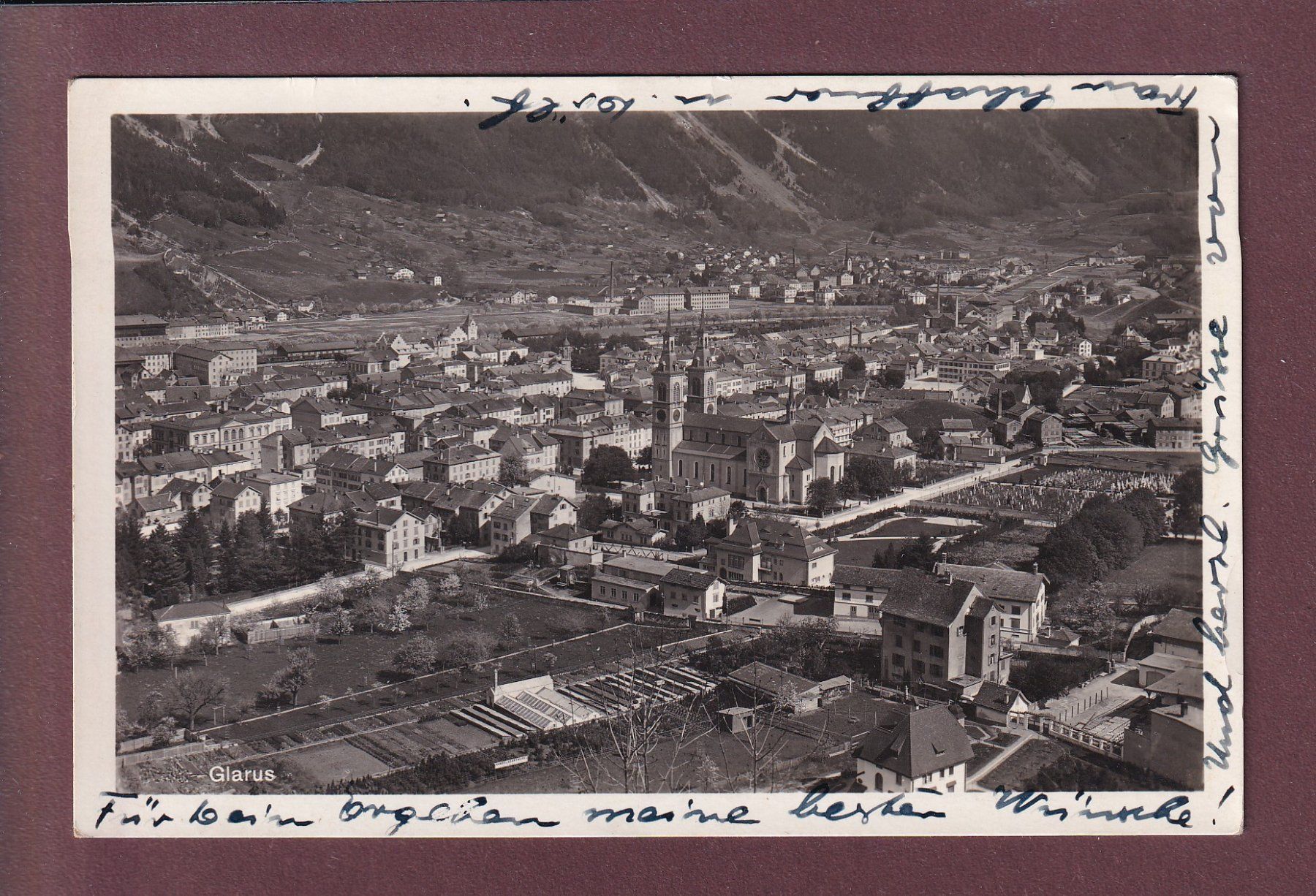 Cartoline postali: GLARUS - Teilansicht - 1938 – Usato da Pully venduto da nicecards