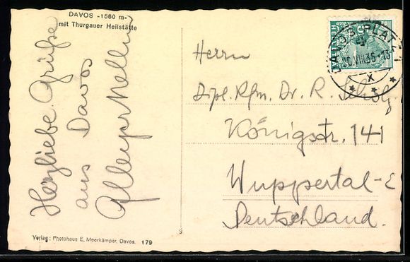 Cartes postales: Davos, Ortsansicht mit Thurgauer Heilst – D'occasion à Berlin par bartko-reher 1