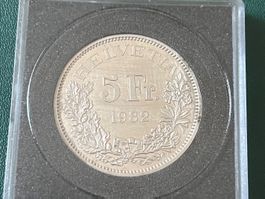 5 Franken 1982 Gotthardbahn Gedenkmünze guter Zustand