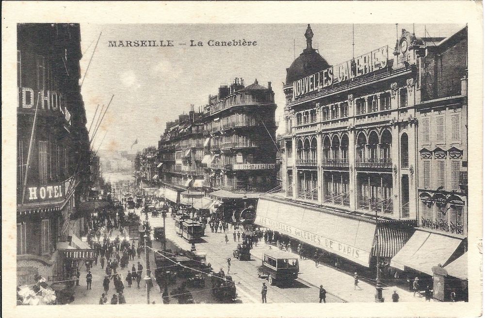 13 MARSEILLE. La Cannebière ou Canebière. Policier, Tramways et Café