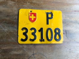 Nummernschild PTT Post Mofa ausrangiert P 33108