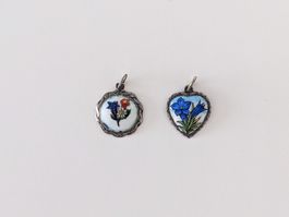 Schweizer Blumen Anhänger Set aus 800 Silber, vintage