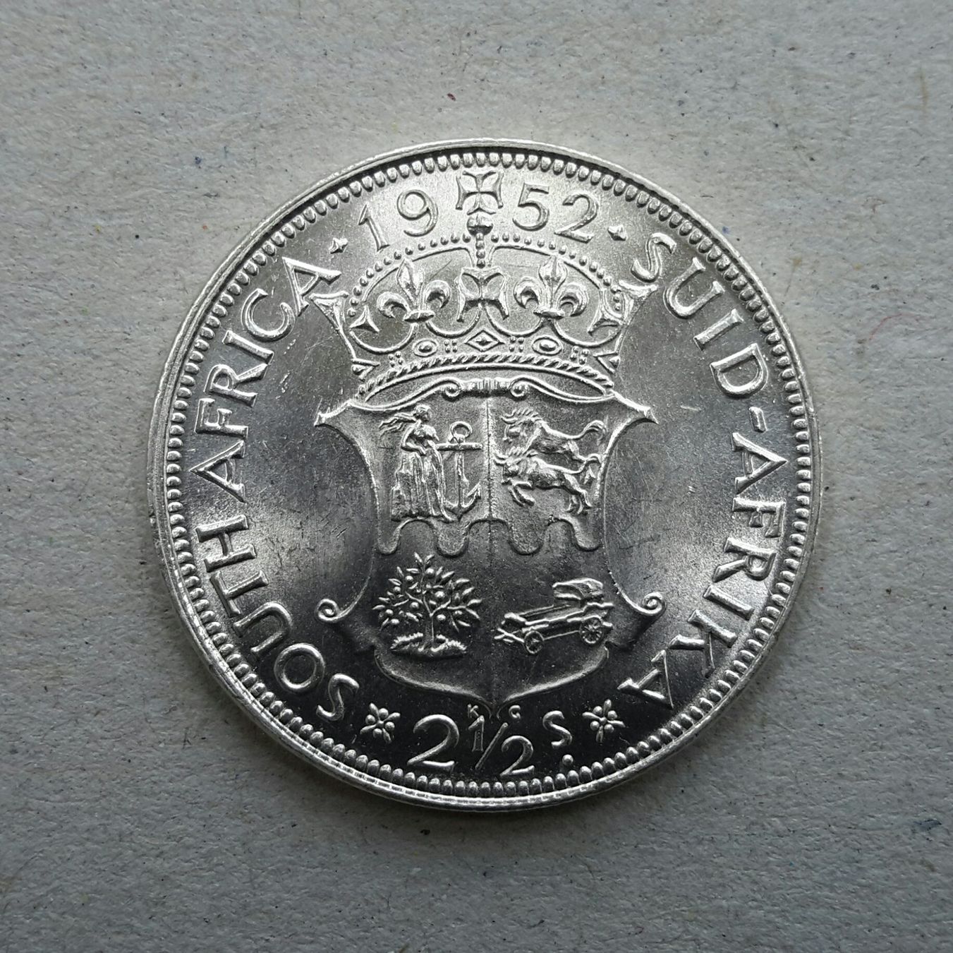 Alle Münzen: Südafrika, 2,5 Shillings . 1952 . Silber . – Gebraucht aus Burgdorf von Olli.34 1