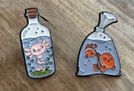 2x Pin Fisch / Salamander