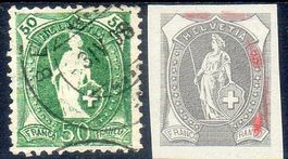 STEHENDE HELVETIA 98A 50RP  GESTEMPELT ERHALT SIEHE SCAN 23