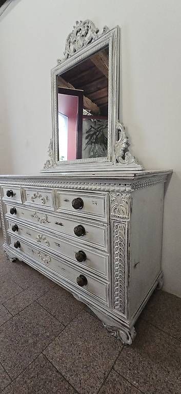 Cassettiere: Cassettiera con specchio shabby chic – Usato da Locarno venduto da lag_j76q 3