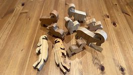 Steinböcke Holzfiguren Spielzeug