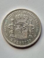 Spanien 5 Pesetas 1871 Amadeo I - Silber - TOP