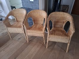 3er Set Vintage Rattan Sessel, Boho Stil für Terrasse!