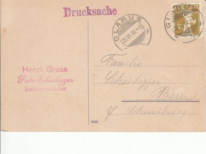 Cartoline postali: Glarus Kantonsspital 1909 – Usato da Bürglen TG venduto da StampGraf 1