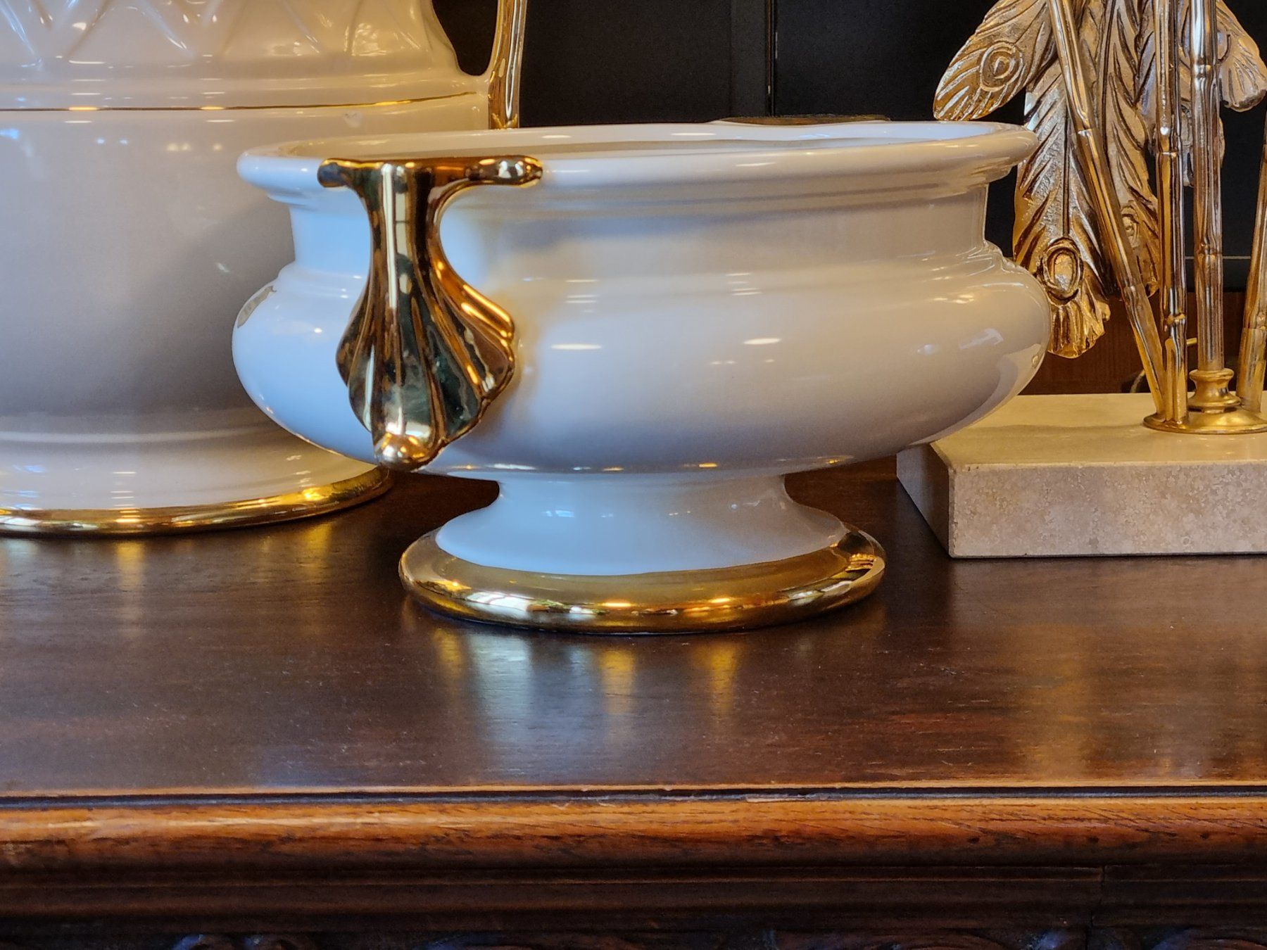 Blumentöpfe: Gilde Handwerk Cachepot Art Déco elfenbein/gold – Gebraucht aus Scharnachtal von devin03 3