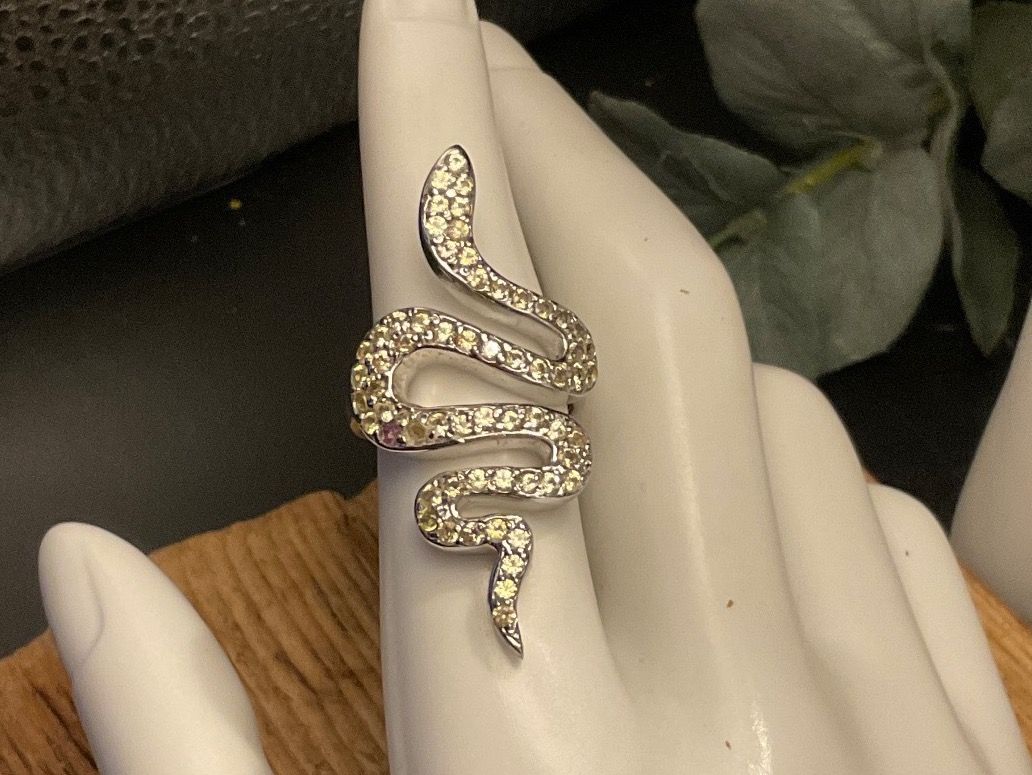 Ringe: Statement Ring Schlange aus Sterlingsilber mit Spinell, Gr55 – Gebraucht aus Luzern von S.Kern01