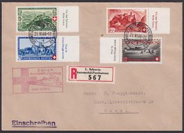 PP 1944, Satzbrief, B22-B25, Zürich nach Basel
