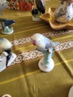 Vogelfigur Wellensittich Porzellan weiss blau guter Zustand