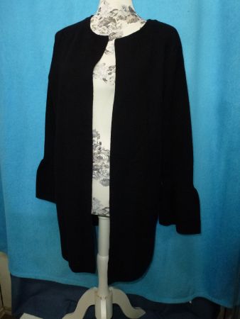 STRICKJACKE TULPENÄRMEL SCHWARZ OHNE VERSCHLUSS GR 42 NEU
