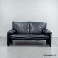 Leolux Bora 2-Sitzer-Sofa, marineblaues Echtleder