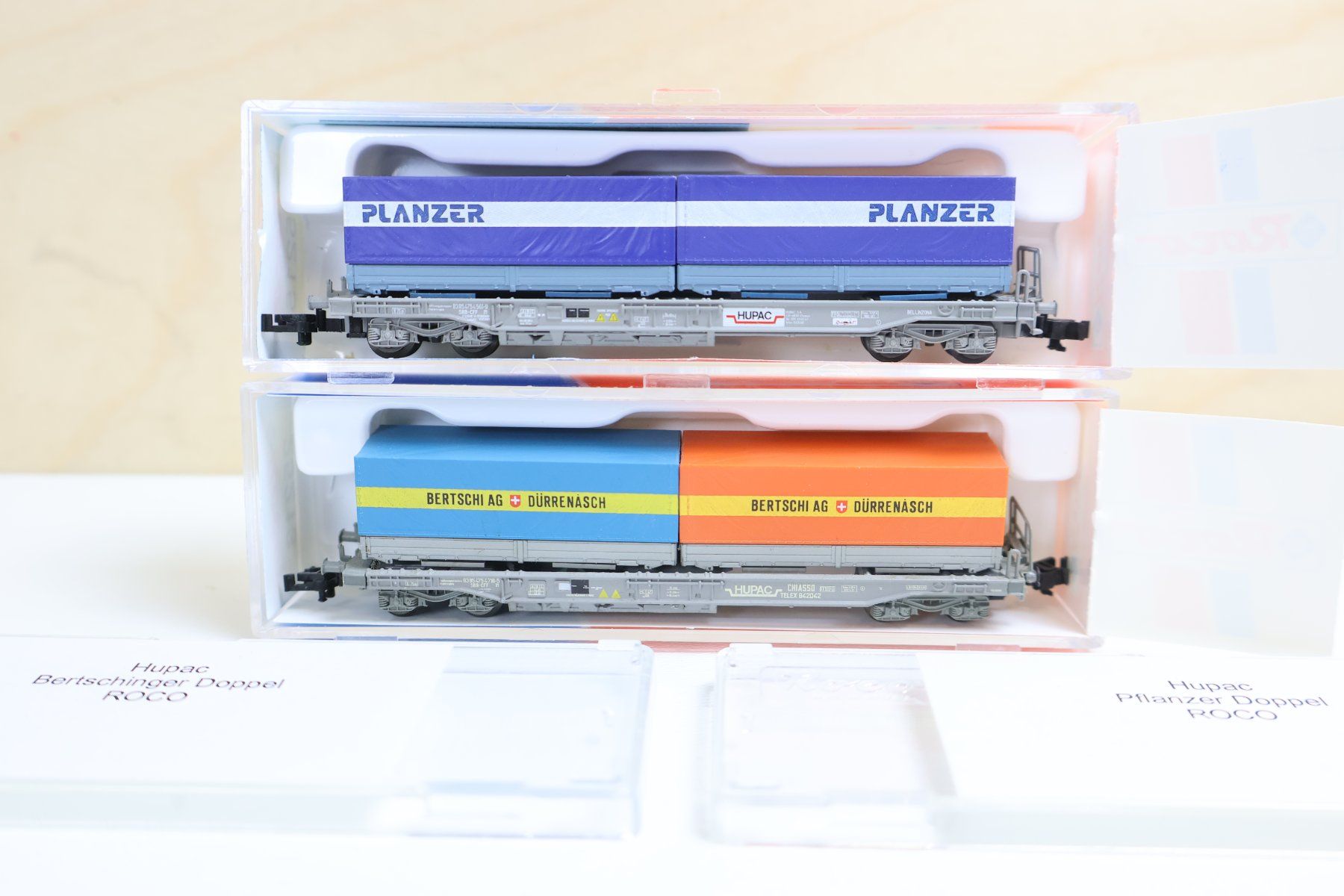 Roco Modellini di ferrovie: ROCO 2 x SBB HUPAC Wagen Set 25213/15 Spur N – Usato da Winterthur venduto da Monstera 1