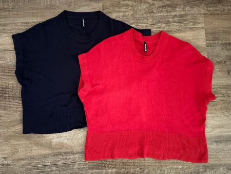 2 Stk. chicorée Kurzarm Pullover Shirt rot und blau - L