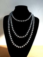 Collier perles grises 3 rangs bijou fantaisie