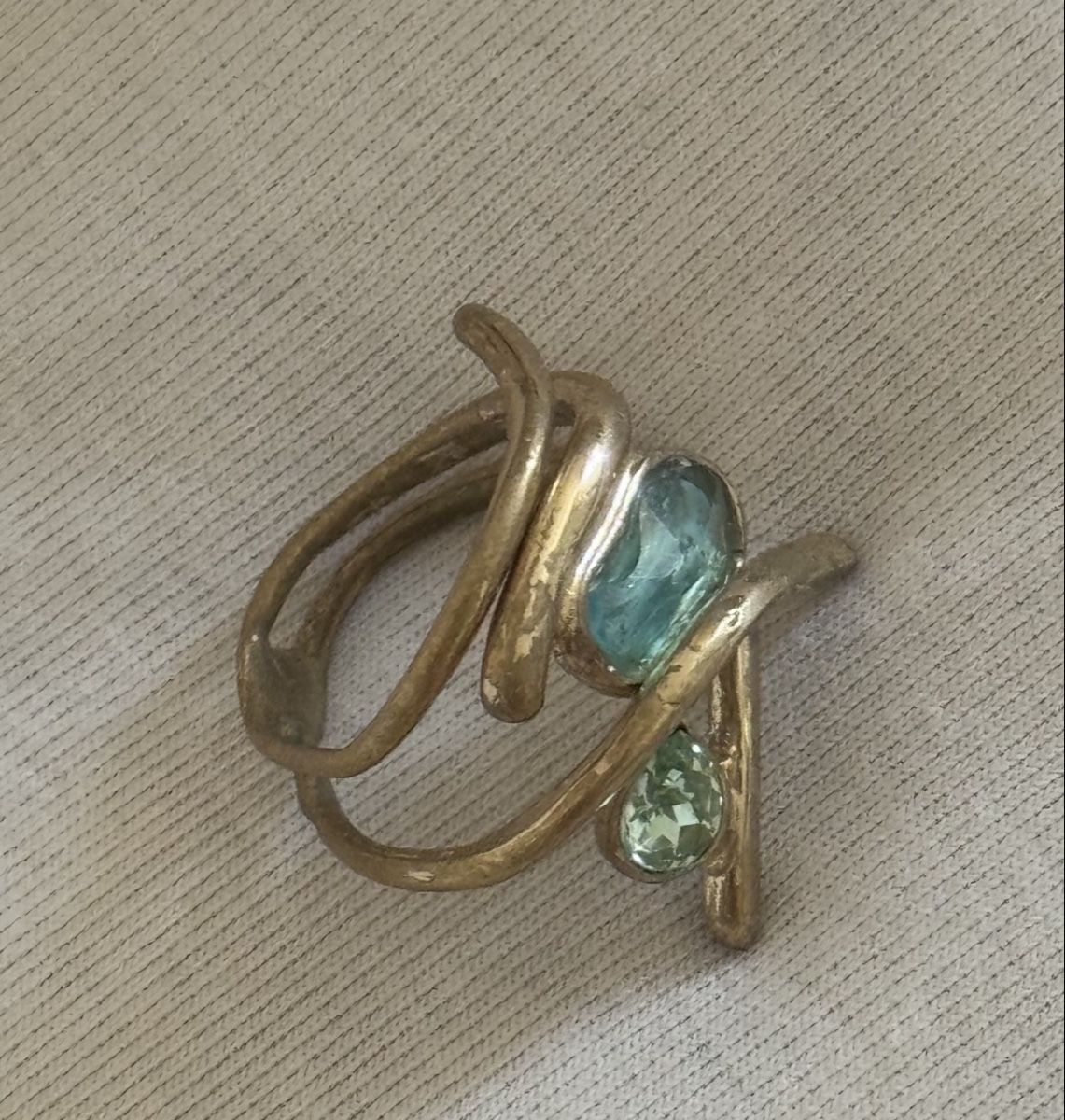 Anelli: Statement Ring goldfarben mit zwei Schmucksteinen Vintage – Nuovo (secondo la descrizione) da Zürich venduto da milenaxx