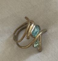 Statement Ring goldfarben mit zwei Schmucksteinen Vintage