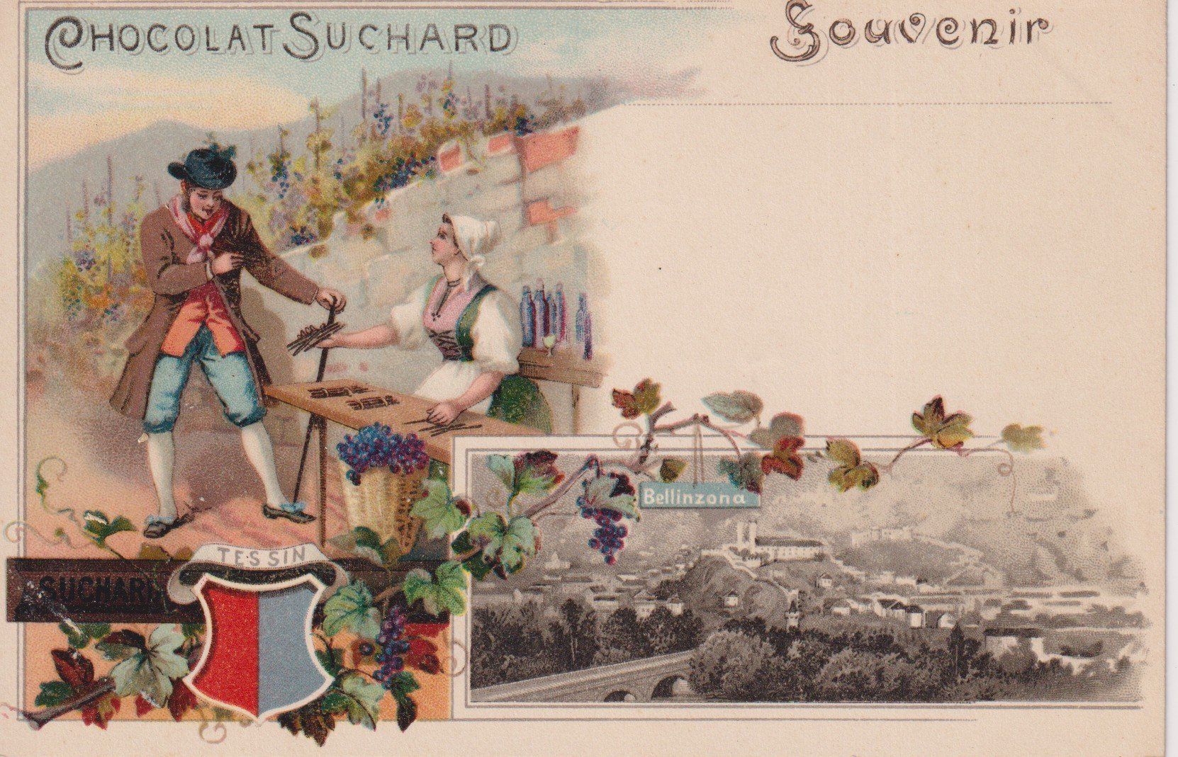 Cartoline postali: AK Bellinzona - Chocolat Suchard, rara. – Usato da Riva San Vitale venduto da MAR-NAPO