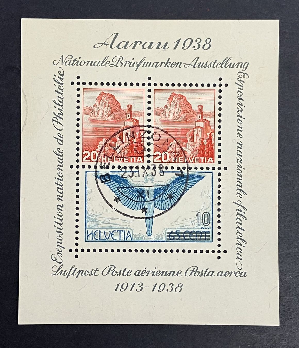Tutti i francobolli: BLOCK AARAU 1938 ⦿ – Usato da Oberwil BL venduto da SALOB