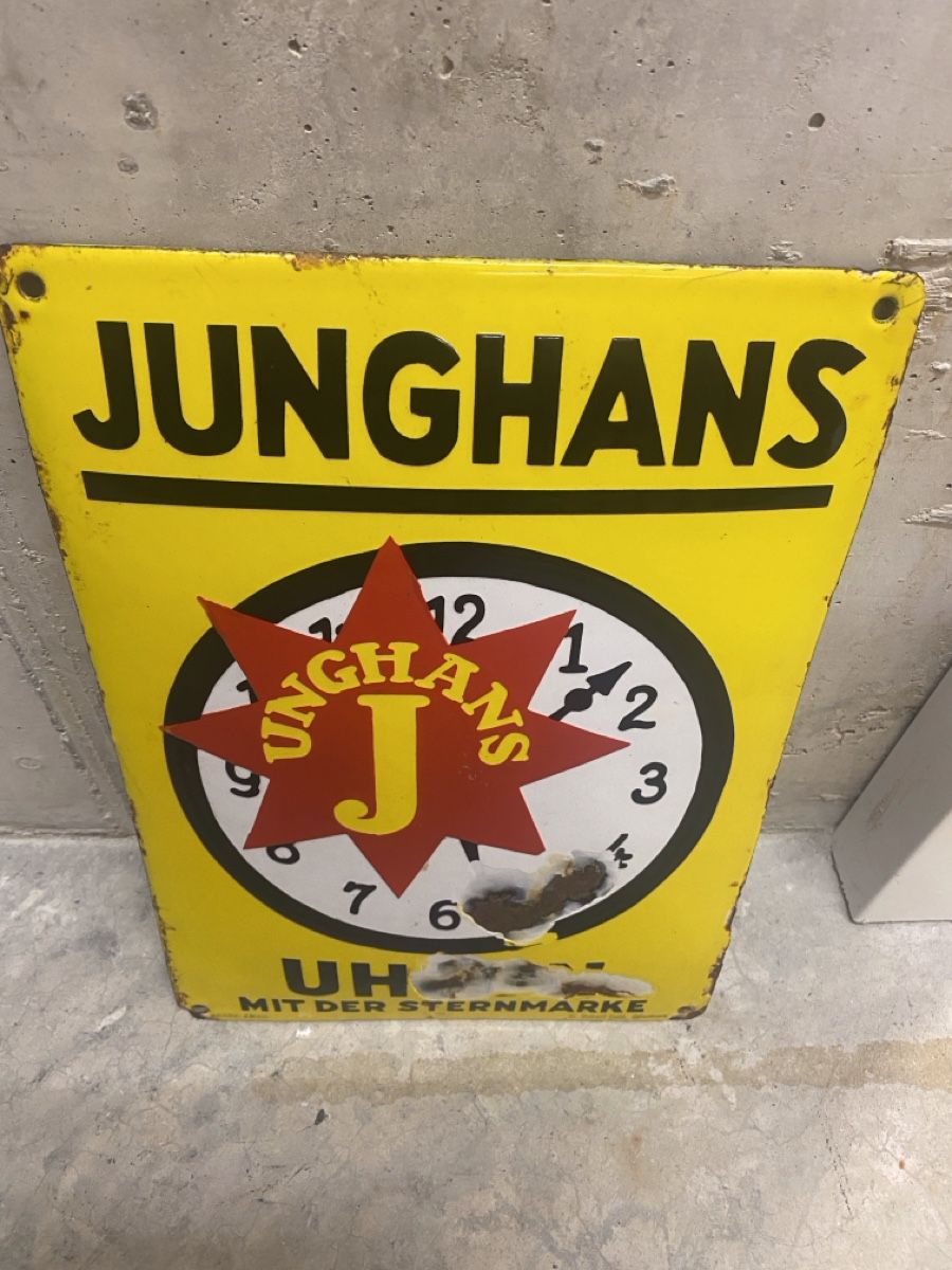 Junghans Insegne: Emailschild Junghans Uhren  – Usato da Tafers venduto da Piscu90 2
