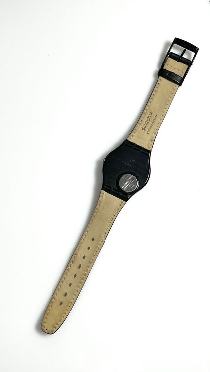 Klassische Swatch Uhr Gent, schwarzes Lederarmband, Top Z... 4
