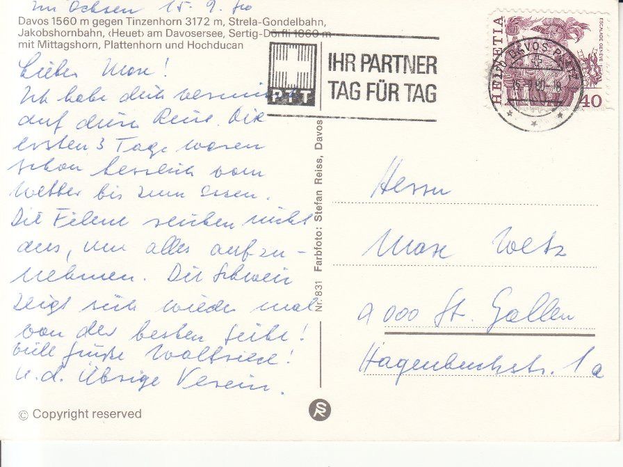 Cartoline postali: Davos 1980 – Usato da Bürglen TG venduto da StampGraf 1