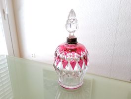 Ancien flacon à parfum en cristal Val-Saint-Lambert, argent