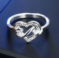 Stilvoller Ring Herz,  925 versilbert, Gr. 8