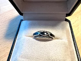 Vintage Silberring 925 mit Onyx und Markasiten