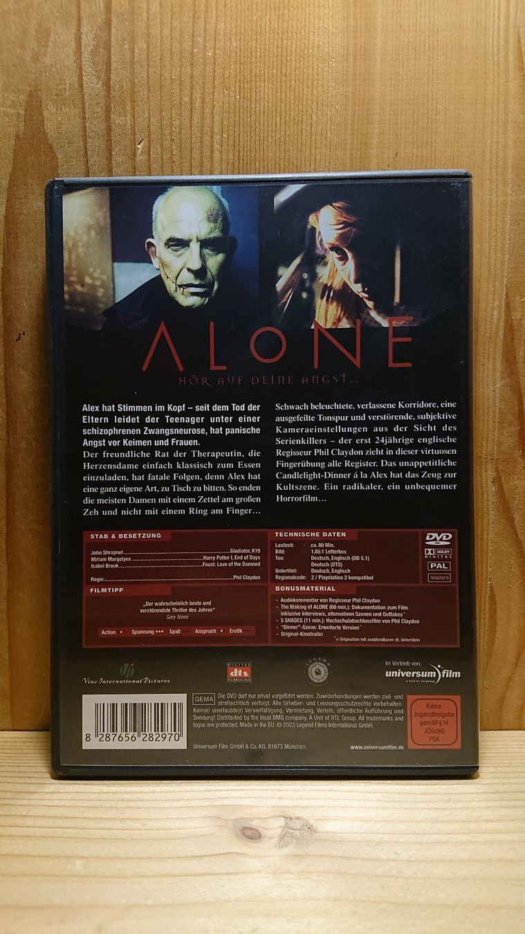Tutti i DVDs: ALONE hör auf deine Angst DVD – Usato da Wilderswil venduto da Exebub 4