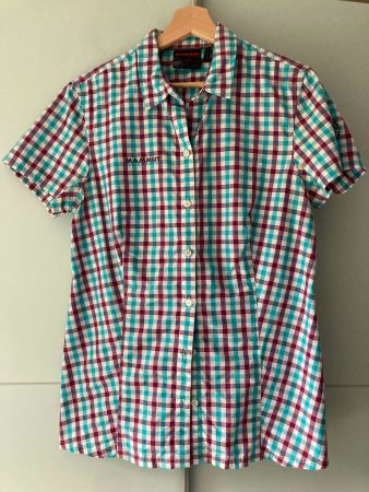Mammut Bluse / kurzarm / Gr. L / Neu / Türkis-Rot / kariert