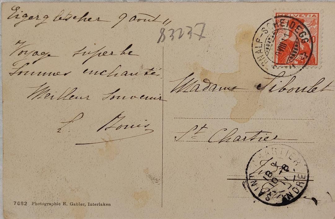 Ansichtskarten: EIGERGLETSCHER  -  Schlittenpartie - 1911 – Gebraucht aus Delémont von Domdom1 1