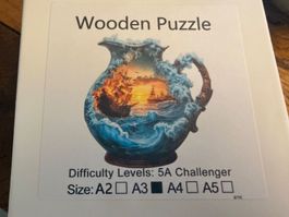 Wooden-Puzzle- Holzpuzzle-Segelschiff in Flasche 28x28cm