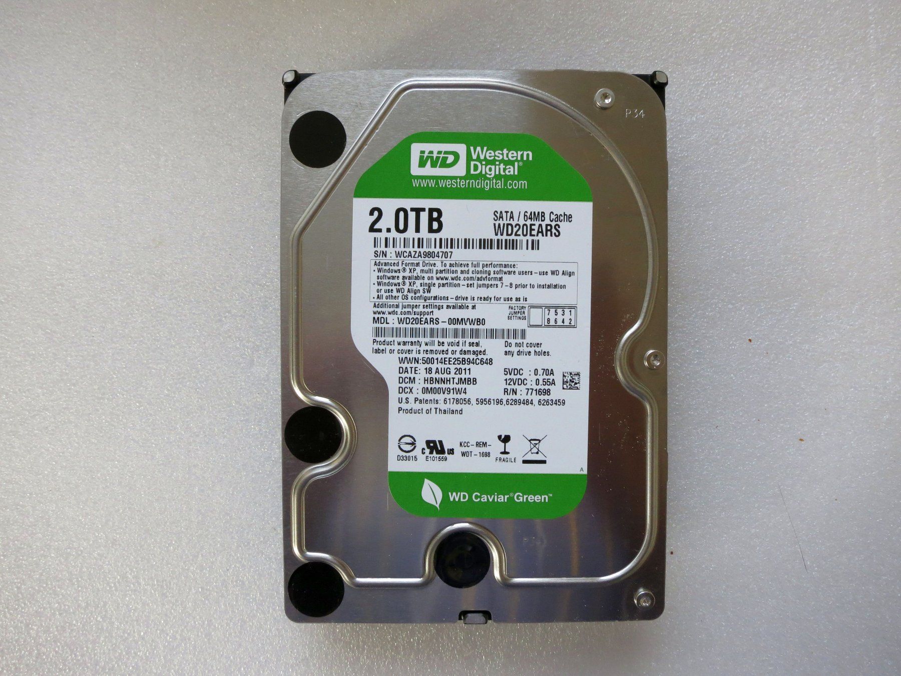 Western Digital Disques durs: Harddisk WD20EARS 2TB SATA 20422 std – D'occasion à Neuhausen par Juhui584