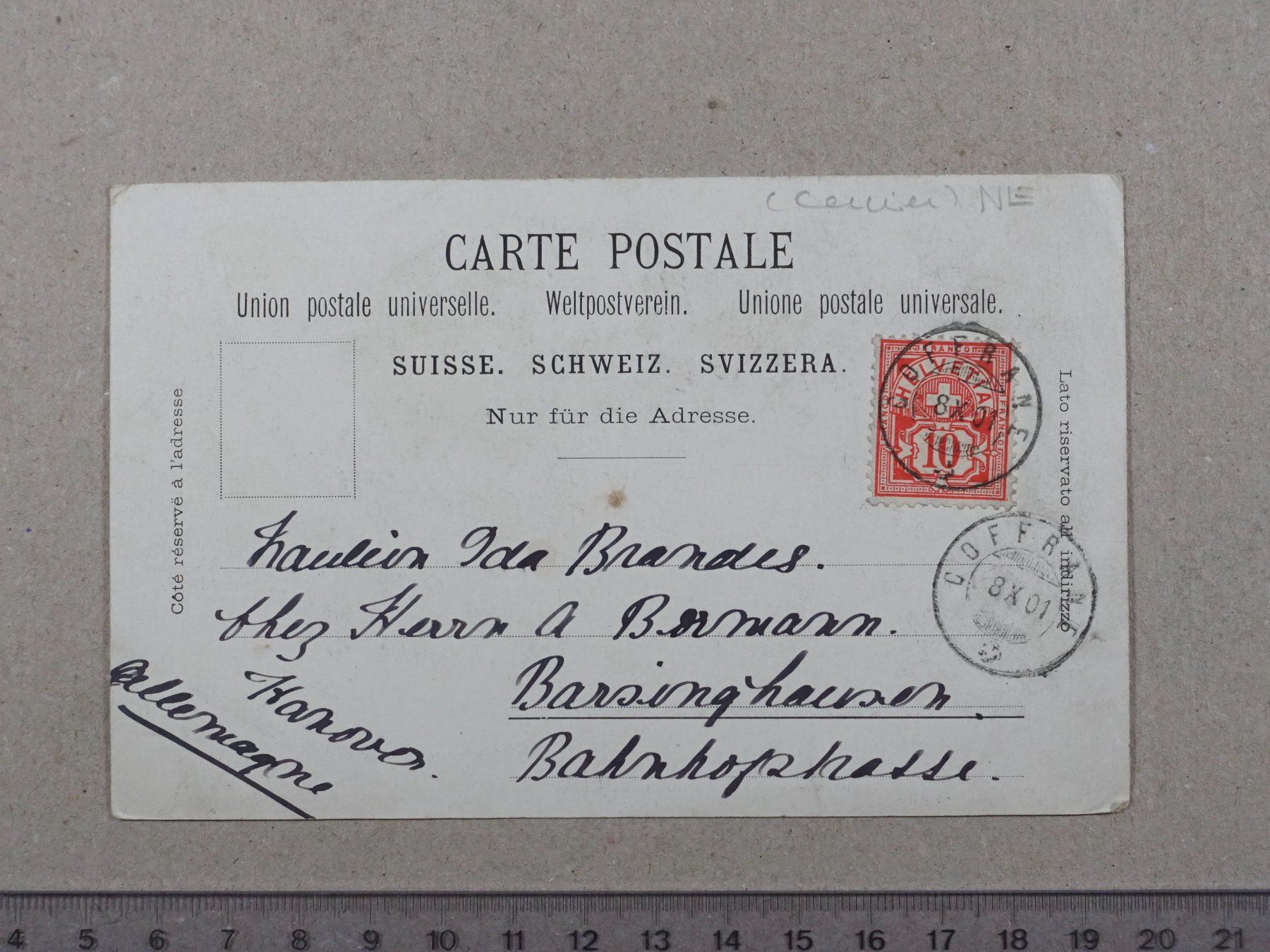Ansichtskarten: Coffrane, 1901, Neuchatel, Val-de-Ruz – Gebraucht aus Lenzburg von fh1 1