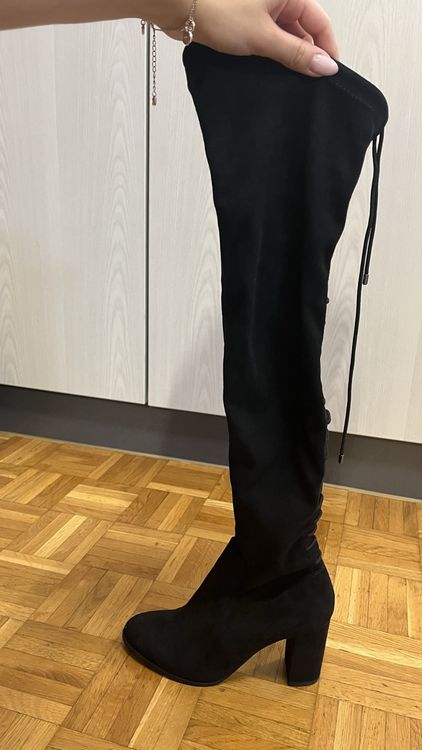 Kniehohe Stiefel Damen - Shark Boots Mit Blockabsatz & Fold-Over Design