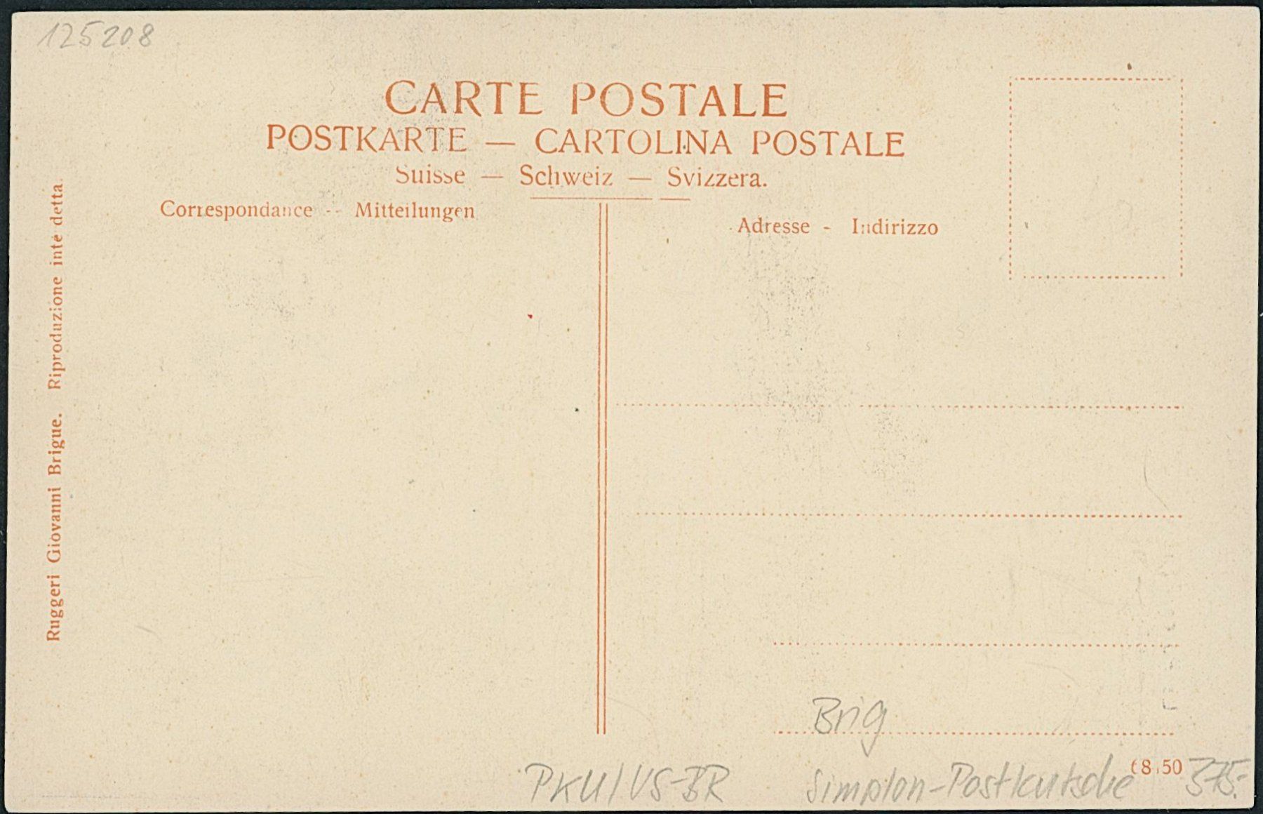 Cartoline postali: VS Brig - Simplon Postkutsche – Nuovo (secondo la descrizione) da Schindellegi venduto da leecollect 1