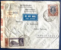 1940 India Flugpost R- Zensurbrief Bombay - Rheinfelden